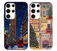 Phoona 2 pezzi Natale Cover per Samsung Galaxy A16 5G 6.7",Cellulare Silicone Custodia telefono Aesthetic Motivo Disegno Protezione Fotocamera Antiurto AntiGraffio Christmas Case Ragazze,Albero