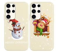 Phoona 2 pezzi Natale Cover per Samsung Galaxy A16 5G 6.7",Cellulare Silicone Custodia telefono Aesthetic Motivo Disegno Protezione Fotocamera Antiurto AntiGraffio Christmas Case Ragazze,Cervo
