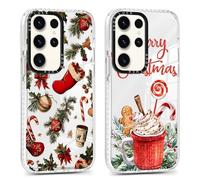 Phoona 2 pezzi Natale Cover per Samsung Galaxy A16 5G 6.7",Cellulare Trasparente Silicone Custodia telefono Aesthetic Motivo Disegno Protezione Fotocamera Antiurto Christmas Case Ragazze,Regalo