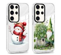 Phoona 2 pezzi Natale Cover per Samsung Galaxy A26 5G 6.64",Cellulare Trasparente Silicone Custodia telefono Aesthetic Motivo Disegno Protezione Fotocamera Christmas Case Ragazze,Babbo Natale