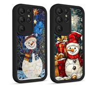 Phoona 2 pezzi Natale Cover per Samsung Galaxy S22 5G 6.1",Cellulare TPU Custodia telefono Aesthetic Motivo Disegno Protezione Fotocamera Antiurto AntiGraffio Christmas Case Ragazze,Umano neve