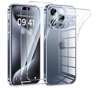 Phoona Cover per iPhone 15 Pro Max Custodia con 2 Pezzi Pellicola Protettiva,Trasparente Morbido TPU Caso per iphone 15 pro max,Anti-Goccia, Anti-Scratch,Nessun Ingallimento,Ultra Sottile