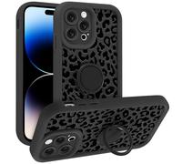 Phoona Cover per Samsung Galaxy A26 5G 6.64",Supporto Anello Rotativo 360°,Cellulare Silicone Custodia Telefono Nera Leopard Aesthetic Motivo Disegno Protezione Fotocamera Antiurto Case,Ragazze