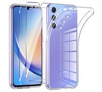 Phoona Cover per Samsung Galaxy A34 5G Custodia con 2 Pezzi Pellicola Protettiva,Trasparente Morbido TPU Caso per Samsung A34 5G,Anti-Goccia, Anti-Scratch,Nessun Ingallimento,Ultra Sottile