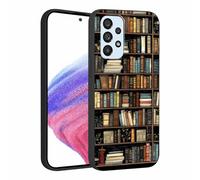 Phoona Cover per Samsung Galaxy A53 5G 6,5'', Cellulare Silicone Morbido Custodia per telefono Aesthetic Motivo Disegno Protezione Antiurto AntiGraffio Case per Ragazze, Libreria Nero