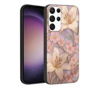 Phoona Cover per Samsung Galaxy S22 5G 6.1",Morbido Cellulare Silicone Custodia telefono Aesthetic Motivo Disegno Protezione Fotocamera Antiurto AntiGraffio Case Donne Ragazze,Fiori beige