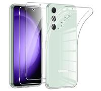 Phoona Cover per Samsung Galaxy S23 FE 5G Custodia con 2 Pezzi Pellicola Protettiva,Trasparente Morbido TPU Caso per Samsung S23 FE 5G,Anti-Goccia, Anti-Scratch,Nessun Ingallimento,Ultra Sottile