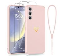 Phoona Cover per Samsung Galaxy S24 5G 6,2", Custodia con 2 Pellicole Protettive in Vetro Temperato, per Ragazze, Alla Moda, Creative, Motivo a Cuore d'amore, in Morbido Silicone TPU,Antiurto, Pink