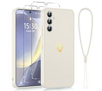 Phoona Cover per Samsung Galaxy S24 5G 6,2", Custodia con 2 Pellicole Protettive in Vetro Temperato, per Ragazze, Alla Moda, Creative, Motivo a Cuore d'amore, in Morbido Silicone TPU,Antiurto, Bianco