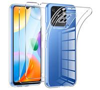 Phoona Cover per Xiaomi Redmi 10C Custodia con 2 Pezzi Pellicola Vetro Temperato,Ultra Sottile Trasparente Silicone Protettiva Case per Redmi 10C Sottile Morbida Antiurto Cover