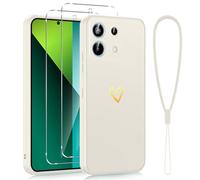 Phoona Cover per Xiaomi Redmi Note 13 Pro 5G / Poco X6 (Nicht für Note 13 Pro 4G), Custodia con 2 Pellicole Protettive in Vetro Temperato, Motivo a Cuore d'amore, in Morbido Silicone TPU, Bianco