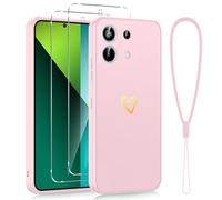 Phoona Cover per Xiaomi Redmi Note 13 Pro 5G / Poco X6 (Nicht für Note 13 Pro 4G), Custodia con 2 Pellicole Protettive in Vetro Temperato, Motivo a Cuore d'amore, in Morbido Silicone TPU,Pink