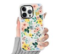 Phoona Custodia per Cellulare Compatibile con iPhone X/XS 5.8" Cover Custodie Case Silicone,Antiurto Protezione Fotocamera,Estetica Disegni Fiori Bianchi e Arancioni, Trasparente