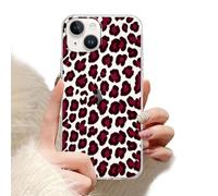 Phoona Custodia per Cellulare Compatibile con iPhone XR 6.1" Cover Custodie Motivo Macchia Rossa Leopardo,Protezione Antiurto Antipolvere Bordo Rialzato per Obiettivo,Trasparente