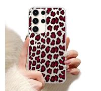 Phoona Custodia per Cellulare Compatibile con Samsung Galaxy S26 Plus 6.7" Cover Custodie Motivo Macchia Rossa Leopardo,Protezione Antiurto Antipolvere Bordo Rialzato per Obiettivo,Trasparente