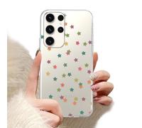 Phoona Custodia per Cellulare Cover Custodie Case Antiurto per Samsung Galaxy S24 Ultra 5G 6.8 Pollici, Motivo Stelle Colorate, Protezione Obiettivo Fotocamera, Trasparente per Donne Ragazze