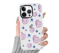 Phoona Custodia per iPhone 15 Plus 6.7",Cover Cellulare Motivo Cuore Viola Mirtillo,Custodie Morbide Silicone,Estetica Disegni Originali,Protezione Completa Urti Graffi,Trasparente