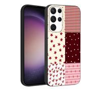 Phoona Custodia per Samsung Galaxy S25 Ultra 5G 6.9" per Cellulare Cover Custodie Collage,Motivo Stelle Rosse,Cuori Quadri Combinazione, Protezione Antiurto,Materiale Silicone Morbido,Colore Nero