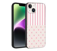 Phoona Custodia Protettiva per Cellulare per iPhone 8/SE 2022/7/SE 2020 4.7" Cover Custodie,Estetica Disegni Righe Rosa Pois,Case Antiurto Protezione Obiettivo Fotocamera Nera pour Femmes Filles