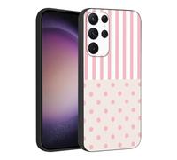 Phoona Custodia Protettiva per Cellulare per Samsung Galaxy S21 Ultra 5G 6.8" Cover Custodie,Estetica Disegni Righe Rosa Pois,Case Antiurto Protezione Obiettivo Fotocamera Nera pour Femmes Filles