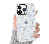 Phoona Handyhülle für iPhone 12 Pro Max Hülle 6.7",Aesthetic Muster Design Weiche Transparent Silikon Schutzhülle Kratzfeste Stoßfest Bumper Case Mädchen,Blaue Blume