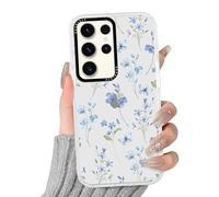 Phoona Handyhülle für Samsung Galaxy A13 Hülle 6.6",Aesthetic Muster Design Weiche Transparent Silikon Schutzhülle Kratzfeste Stoßfest Bumper Case Mädchen,Blaue Blume