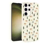 Phoona Natale Cover per Samsung Galaxy A16 5G 6.7",Beige Cellulare Silicone Custodia telefono Aesthetic Motivo Disegno Protezione Fotocamera Antiurto AntiGraffio Christmas Case Ragazze,Albero C