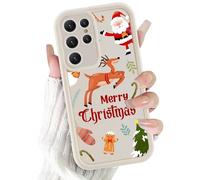 Phoona Natale Cover per Samsung Galaxy A16 5G 6.7",Cellulare Bianca Silicone Custodia telefono Aesthetic Motivo Disegno Protezione Fotocamera Antiurto AntiGraffio Christmas Case Ragazze,Cervo