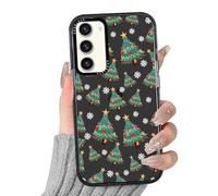 Phoona Natale Cover per Samsung Galaxy A16 5G 6.7",Cellulare Nera Silicone Custodia telefono Aesthetic Motivo Disegno Protezione Fotocamera Antiurto Christmas Case Ragazze,Albero fiocco neve B