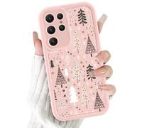 Phoona Natale Cover per Samsung Galaxy A16 5G 6.7",Cellulare Pink Silicone Custodia telefono Aesthetic Motivo Disegno Protezione Fotocamera Antiurto AntiGraffio Christmas Case Ragazze,Sterne