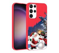 Phoona Natale Cover per Samsung Galaxy A16 5G 6.7",Cellulare rosso Silicone Custodia telefono Aesthetic Motivo Disegno Protezione Fotocamera Antiurto Christmas Case Ragazze,Babbo Natale Snowman