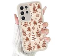 Phoona Natale Cover per Samsung Galaxy S24 5G 6.2",Cellulare Bianca Silicone Custodia telefono Aesthetic Motivo Disegno Protezione Fotocamera Antiurto AntiGraffio Christmas Case Ragazze,Albero A