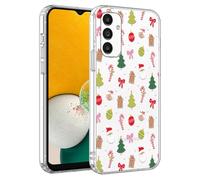 Phoona Natale Custodia Cellulare Cover in Silicone per Samsung Galaxy A13 6.6", Motivo Babbo Natale con Fiocco Decorativo Protezione Fotocamera, Custodie Trasparente per Donne Ragazze