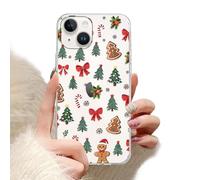 Phoona Natale Custodia Cellulare Cover per iPhone 15 Pro 6.1", Custodie Disegni Albero Biscotti Fiocco,Protezione Antiurto Obiettivo Antipolvere Estetica Trasparente Donne Ragazze