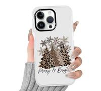 Phoona Natale Custodia Cellulare per iPhone 12/iPhone 12 Pro 6.1" Cover Antiurto,Disegni Albero Natale Marrone Fiocchi,Custodie Case Protezione Obiettivo Estetica Trasparente Donne Ragazze