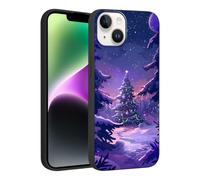 Phoona Natale Custodia Cellulare per iPhone 14/iPhone 13 6.1" Cover Antiurto,Estetica Disegni Albero Natale Viola Cielo Notturno Custodie Case Protezione Fotocamera Antipolvere Antigraffio