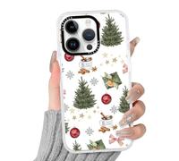 Phoona Natale Custodia Cellulare per iPhone 15 6.1", Cover con Disegni Albero Natale Campana Rossa, Estetica Custodie Case Antipolvere Trasparente Silicone Antiurto Protettiva