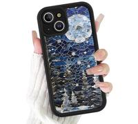 Phoona Natale Custodia Cellulare per iPhone XR 6.1", Cover Custodie Estetica con Disegni Vetro Colorato Albero Bianco Luna, Case Protezione Obiettivo Nero Antiurto Antipolvere