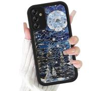 Phoona Natale Custodia Cellulare per Samsung Galaxy S20 FE/S20 Lite 6.5", Cover Custodie Estetica con Disegni Vetro Colorato Albero Bianco Luna, Case Protezione Obiettivo Nero Antiurto Antipolvere