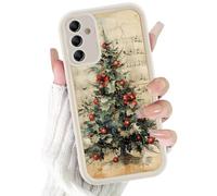 Phoona Natale Custodia Cellulare per Samsung Galaxy S21 5G 6.2", Cover con Disegni Albero Natale e Campana Rossa, Custodie Estetica in Silicone, Bianco Avorio Silicone Antiurto Protettiva