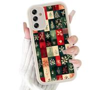 Phoona Natale Custodia Cellulare per Samsung Galaxy S23 FE 6.4" Cover Antiurto Antipolvere Bordi Rialzati,Custodie Estetica con Disegni di Albero Verde Fiocchi di Neve, Case Bianco Avorio