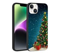 Phoona Natale Custodia per iPhone 12/iPhone 12 Pro 6.1" Cellulare Cover Antiurto,Custodie Case con Estetica Disegni di Albero di Natale e Regali, Realizzata in Morbido Silicone, Fondo Nero