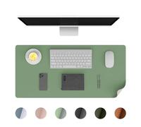 Phoraego Sottomano Scrivania, Tappeto da Ufficio in Pelle PU, Grande Mouse Pad Mat, Protezione da Scrivania Antiscivolo, Blocco da Scrivania Impermeabile per Ufficio e Casa (Verde chiaro, 80x40cm)