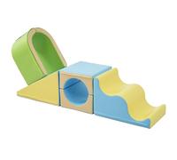 phosir Mattoncini morbidi 6 in 1 per bambini a partire da 1 anno, arco da arrampicata e scivolo, parco giochi per interni, testati EN71, facili da pulire (giallo)