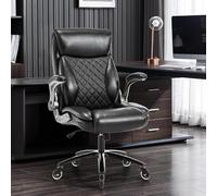 phosir Poltrona direzionale, 200 kg, con bracci pieghevoli, regolabile in altezza, supporto lombare integrato, nero