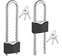 Photect 2 Pezzi 18 cm Lucchetti Lunghi di Sicurezza in Ottone massiccio con Chiave Lucchetto a Grillo Lunghezza Regolabile da Lucchetto con Arco Lungo Nero per Armadietto Serratura per Cancello Bici
