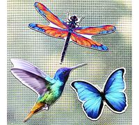 Photect 3 Paia Magneti per Porte a Schermo, Magneti Magnetici Flessibili Decorativi, Farfalla, Libellula, Colibrì, PVC, 6 Pezzi