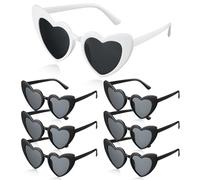 Photect 7 Pezzi Occhiali da Sole a Forma di Cuore Occhiali da Sposa a Cuore Occhiali da Vista da Matrimonio Vintage Occhiali da Sole Retrò UV400 Damigelle d'Onore Accessori (Bianco, Nero)