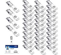 Photect Clip per Badge in Metallo con Cinturini in PVC Trasparenti Clip Portabadge con Bottone a Pressione per Carta Identità Distintivi di Lavoro Porta Targhetta con Nome(100 Pezzi)