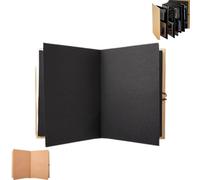 Photo Accordion Scrapbook Album,Expandable Memory Book with DIY Kit,Vintage Kraft Paper Journal for Travel Stories & Family Keepsakes,An ideal gift for others (Black, L)